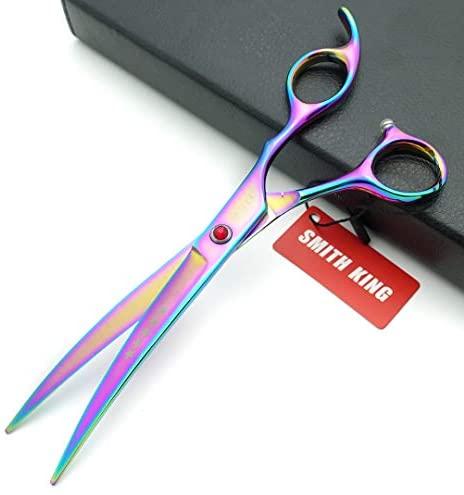 Elfirly 7.0in Professional Pet Grooming Scissors Set,Straight & Thinning & Curved Scissors 4pcs Set for Dog Grooming