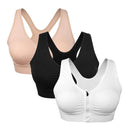 Women's Zip Front Sports Bra Wireless Post-Surgery Bra Active Yoga Sports Bras