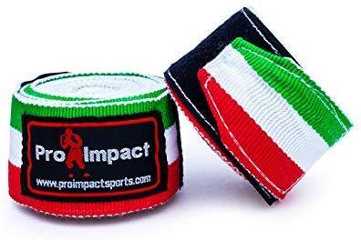 Pro Impact Mexican Style Boxing Handwraps 180" with Closure – Elastic Hand & Wrist Support for Muay Thai Kickboxing Training Gym Workout or MMA for Men & Women - 1 Pair