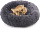 Nest 9 Donut Dog Cat Bed, Soft Plush Pet Cushion, Anti-Slip Machine Washable Self-Warming Pet Bed - Improved Sleep for Cats Small Medium Dogs (Multiple Sizes)