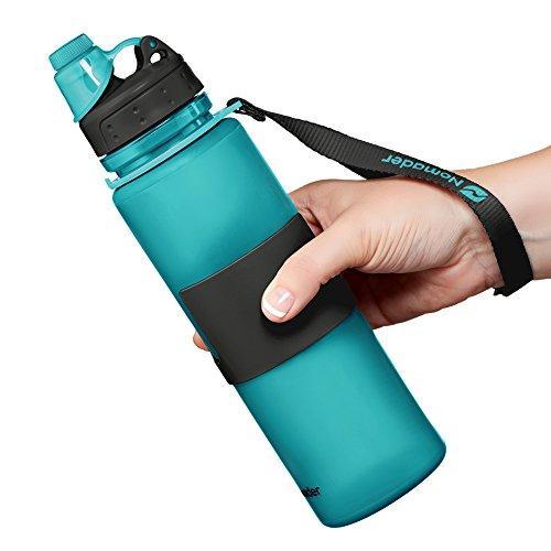 Nomader Collapsible Water Bottle - Leak Proof Twist Cap - BPA Free, 22 oz