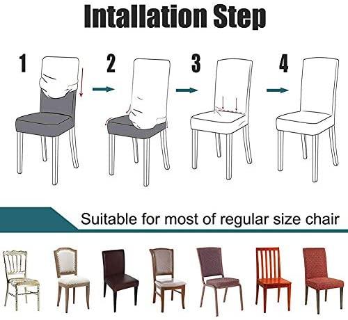 smiry Stretch Printed Dining Chair Covers, Spandex Removable Washable Dining Chair Protector Slipcovers for Home, Kitchen, Party, Restaurant - Set of 6, Black Baroque