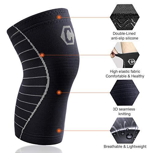 CAMBIVO 2 Pack Knee Brace, Knee Compression Sleeve Support for Running, Arthritis, ACL, Meniscus Tear, Sports, Joint Pain Relief and Injury Recovery