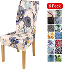 smiry Stretch Printed Dining Chair Covers, Spandex Removable Washable Dining Chair Protector Slipcovers for Home, Kitchen, Party, Restaurant - Set of 6, Black Baroque