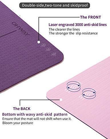 YAWHO Yoga Mat Fitness Mat Specifications 72'' x 26'' Thickness 1/4-Inch Eco Friendly Material SGS Certified Ingredients TPE Extra Large Non-Slip Exercise Mat with Carry Bag