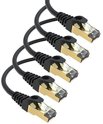 Maximm Cat7 Ethernet Cable, 15 Feet, Green, 5-Pack - Pure Copper - RJ45 Gold-Plated Snagless Connectors 600 MHz, 10 Gbps. for Fast Network & Computer Networking + Cable Clips and Ties