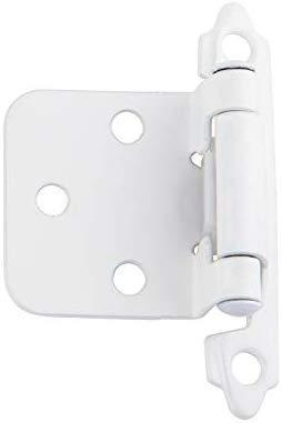 Silverline SH5001-WT Self Close Hinge Cabinet Hardware 20 Pack (10 Pairs) Face Mount Overlay Variable White Coated