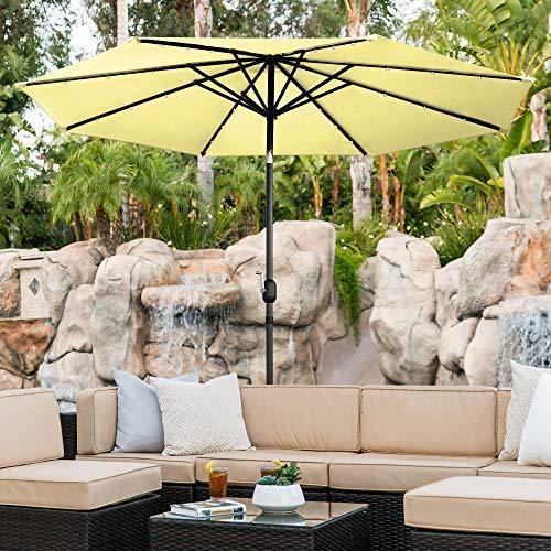 Best Choice Products 10-Foot Solar Powered Aluminum Polyester LED Lighted Patio Umbrella w/Tilt Adjustment and Fade-Resistant Fabric, Green