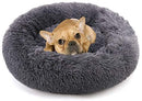 Nest 9 Donut Dog Cat Bed, Soft Plush Pet Cushion, Anti-Slip Machine Washable Self-Warming Pet Bed - Improved Sleep for Cats Small Medium Dogs (Multiple Sizes)