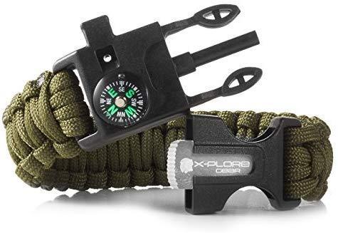 X-Plore Gear Emergency Paracord Bracelets | Set of 2| The Ultimate Tactical Survival Gear| Flint Fire Starter, Whistle, Compass & Scraper | Best Wilderness Survival-Kit for Camping/Fishing & More