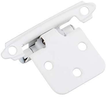 Silverline SH5001-WT Self Close Hinge Cabinet Hardware 20 Pack (10 Pairs) Face Mount Overlay Variable White Coated