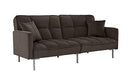 DIVANO ROMA FURNITURE Modern Plush Tufted Velvet Splitback Living Room Futon (Dark Grey)