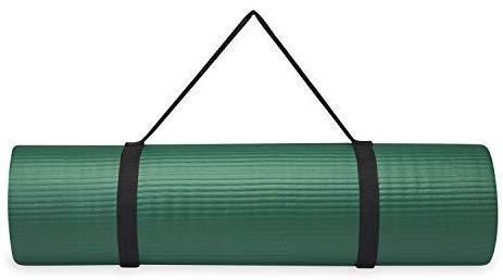 Gaiam Essentials Thick Yoga Mat Fitness & Exercise Mat with Easy-Cinch Yoga Mat Carrier Strap (72"L x 24"W x 2/5 Inch Thick)