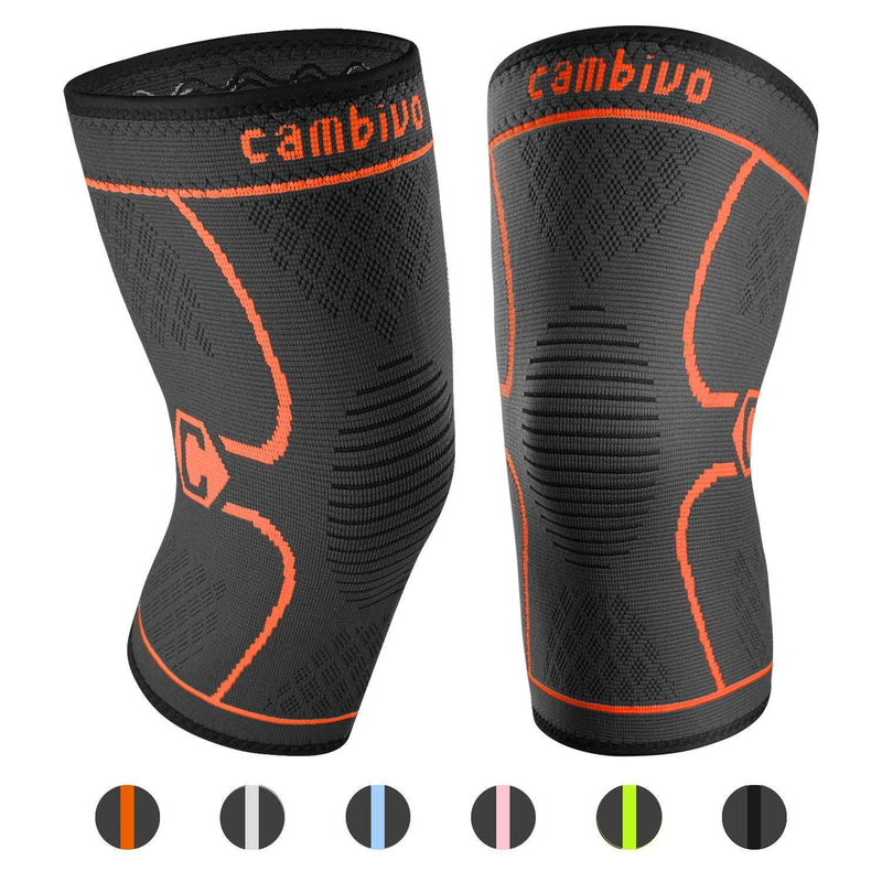 CAMBIVO 2 Pack Knee Brace, Knee Compression Sleeve Support for Running, Arthritis, ACL, Meniscus Tear, Sports, Joint Pain Relief and Injury Recovery