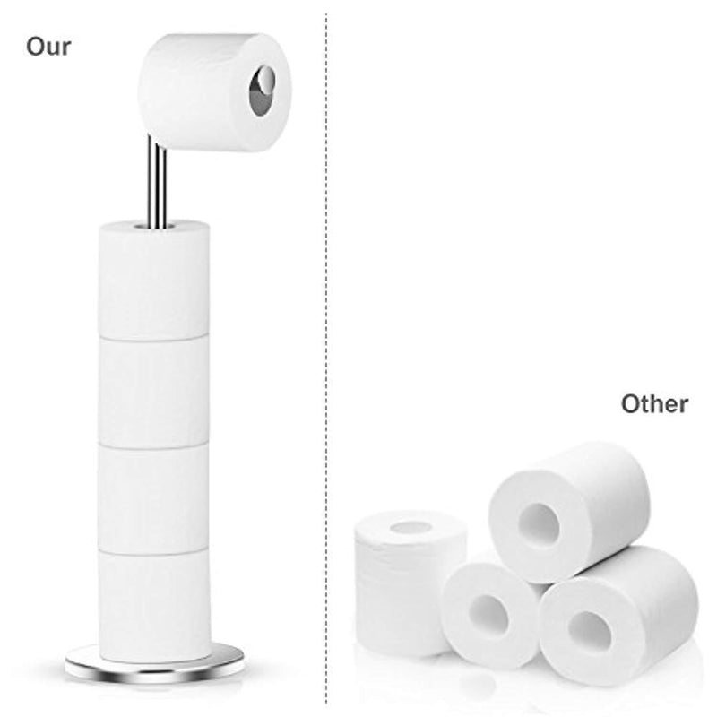 Naturous 430 Stainless Steel Toilet Paper Holder, Free Standing Lavatory Pedestal Toilet Paper Stand with Reserve