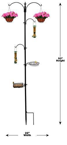 Sorbus Bird Feeding Bath Station, Metal Deck Pole for Bird Feeders, Great for Attracting Birds Outdoors, Backyard, Garden (Bird Bath Feeder Station - Black)