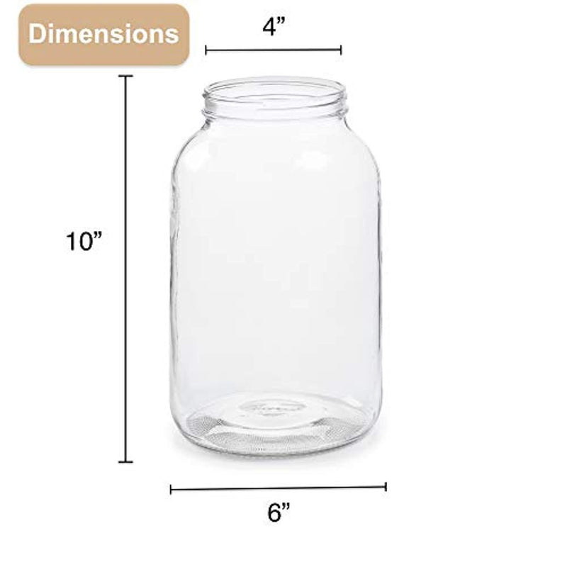 2 Pack - 1 Gallon Glass Jar w/Plastic Airtight Lid, Muslin Cloth, Rubber Band - Made in USA, Wide Mouth - BPA Free - Kombucha, Kimchi, Kefir, Canning, Sun Tea, Fermentation, Food Storage