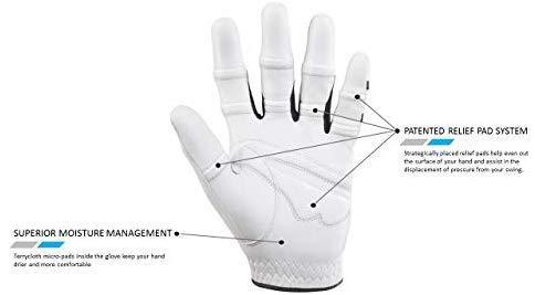 Bionic Gloves –Men’s StableGrip Golf Glove W/ Patented Natural Fit Technology Made from Long Lasting, Durable Genuine Cabretta Leather.