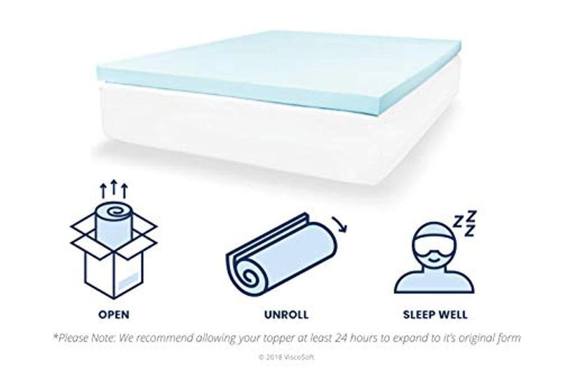 ViscoSoft 3 Inch 3.5 lbs. Density Gel Memory Foam Mattress Topper (King) – Includes Ultra Soft Removable Cover with Adjustable Straps