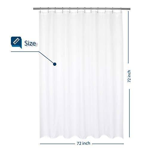 Barossa Design Waterproof Fabric Shower Curtain or Liner Hotel Quality, Machine Washable, White Shower Curtain Liner for Bath Tub, 72x72 Inches