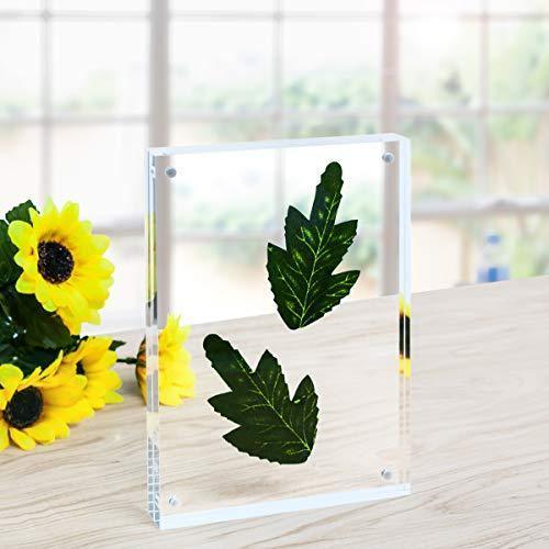 Acrylic Picture Frame 5x7", Double Sided Magnetic Photo Frames 20% Thicker Blcoks, Frameless Desktop Display Retail Gift Box Package (0.95inch, 5 Pack)