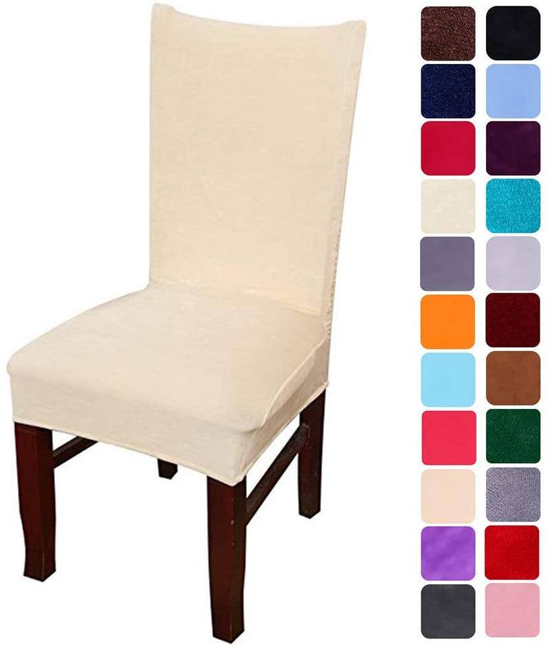 smiry Velvet Stretch Dining Room Chair Covers Soft Removable Dining Chair Slipcovers Set of 2, Peacock Green