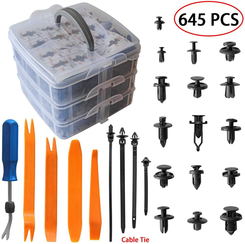 Auto Body Retainer Clips Plastic Fasteners Push Rivets Clips Set Tailgate Handle Rod Clip 19 MOST Popular Sizes Door Trim Panel Clips 460 PCS With 1 Plastic Fastener Remover For GM Ford Chevy Toyota