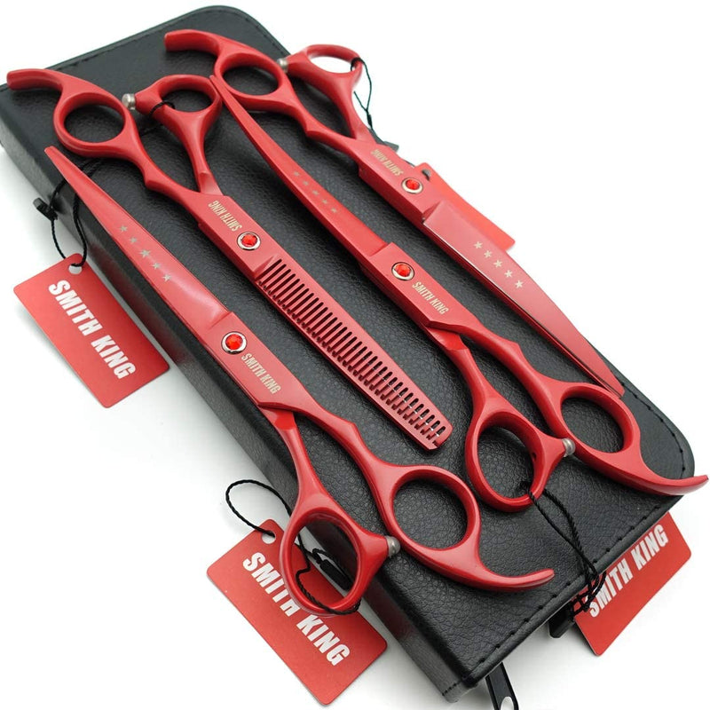 Elfirly 7.0in Professional Pet Grooming Scissors Set,Straight & Thinning & Curved Scissors 4pcs Set for Dog Grooming