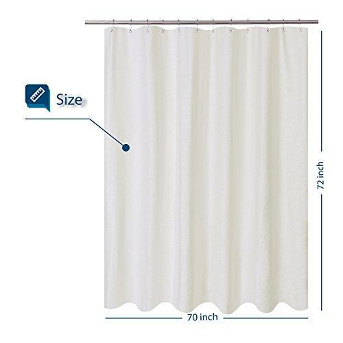 Barossa Design Waterproof Fabric Shower Curtain or Liner Hotel Quality, Machine Washable, White Shower Curtain Liner for Bath Tub, 72x72 Inches