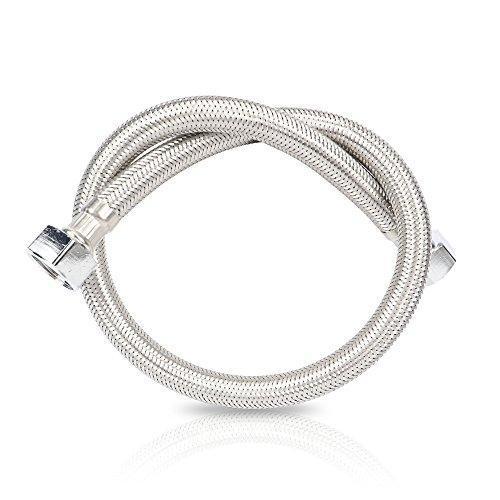 BOSNELL 24-Inch Long Faucet Connector Braided Stainless Steel Water Supply Hose 2 1/2" I.P.Female Straight Thread Faucet Hose Replacement Pack of 2(1 Pair)