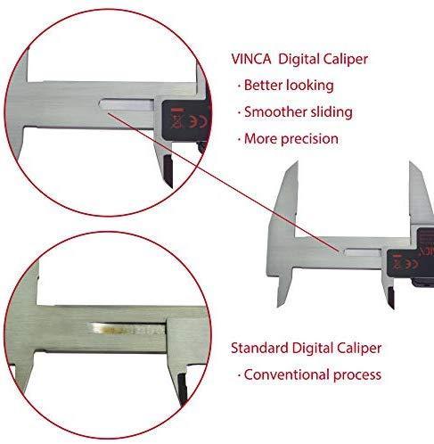 VINCA DCLA-0605 Quality Electronic Digital Vernier Caliper Inch/Metric/Fractions Conversion 0-6 Inch/150 mm Stainless Steel Body Red/Black Extra Large LCD Screen Auto Off Featured Measuring Tool