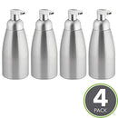 mDesign Modern Metal Foaming Soap Dispenser Pump Bottle for Kitchen Sink Countertop, Bathroom Vanity, Utility/Laundry Room, Garage - Save on Soap - Rust Free Aluminum - 4 Pack - Brushed/Silver