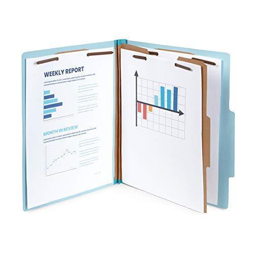 10 Blue Classification Folders- 1 Divider-2’’ Tyvek expansions- Durable 2 Prongs Designed to Organize Standard Medical Files, Law Client Files, Office Reports– Letter Size, Blue, 10 Pack