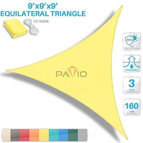 Patio Paradise 20' x 20' x 20' Beige Sun Shade Sail Triangle Canopy, 180 GSM Permeable Canopy Pergolas Top Cover, Permeable UV Block Fabric Durable Outdoor, Customized Available