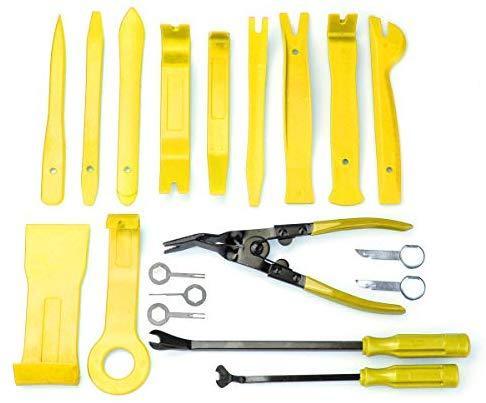 19Pcs Trim Removal Tool,Car Panel Door Audio Trim Removal Tool Kit, Auto Clip Pliers Fastener Remover Pry Tool Set with Storage Bag