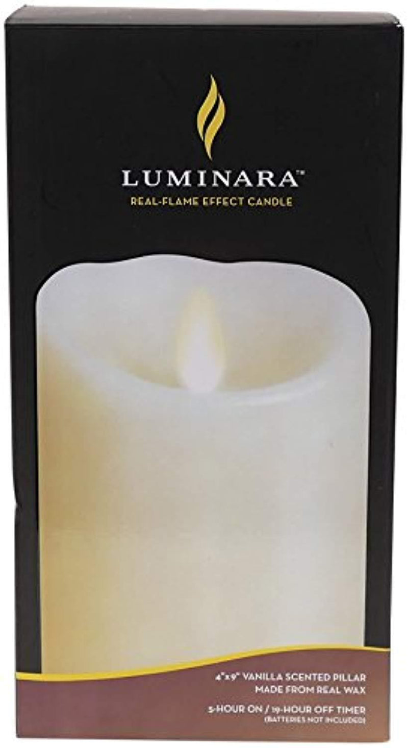 Luminara Flameless Vanilla Scented Moving Flame Candle With Timer (4"x9" Ivory)