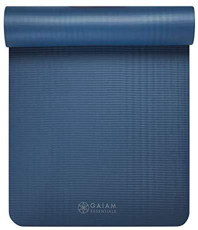 Gaiam Essentials Thick Yoga Mat Fitness & Exercise Mat with Easy-Cinch Yoga Mat Carrier Strap (72"L x 24"W x 2/5 Inch Thick)