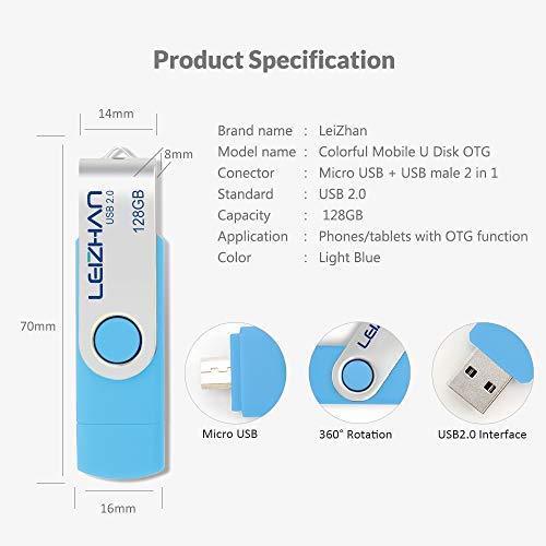 LEIZHAN OTG 32GB USB Flash Drive USB 2.0 Micro USB Pen Drive Memory Stick u Disk (Blue)