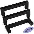 10 Pack Goldenwarm Black Square Bar Cabinet Pull Drawer Handle Stainless Steel Modern Hardware for Kitchen and Bathroom Cabinets Cupboard,Center to Center 5in(128mm) Kitchen Cupboard Handles