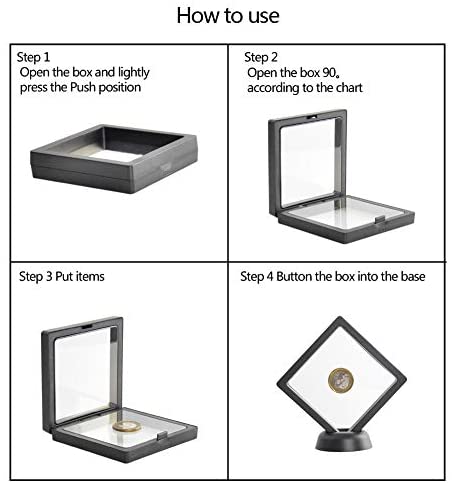 AIFUSI Coin Display Stands, 10 Pack 3D Floating Frame Ornament Display Holder Box with Stand Diamond Square for AA Medallion Challenge Coin Chip Jewelry Decorative - Ideal for Gift