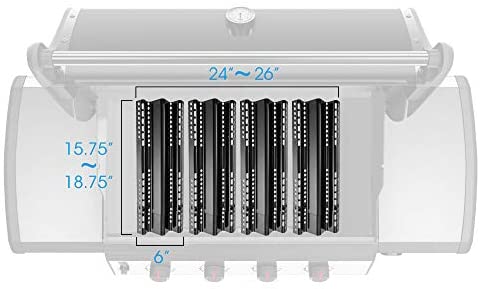 Unicook Porcelain Large Grill Heat Plate 4 Pack, 6'' Extra Width, Extends from 15.75" to 18.75" Length, Adjustable Grill Heat Shield, Heat Tent Replacement Parts for Gas Grills