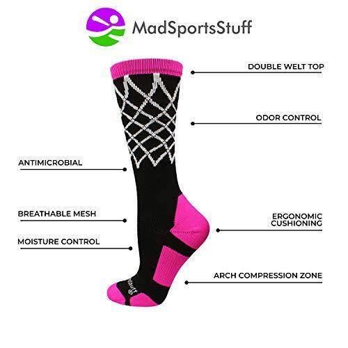 MadSportsStuff Elite Basketball Socks with Net Crew Length - Made in The USA