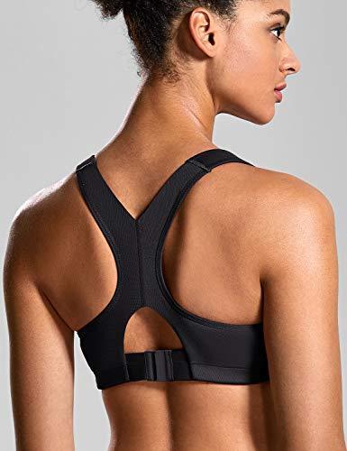 SYROKAN Women's Front Adjustable Lightly Padded Wirefree Racerback High Impact Sports Bra