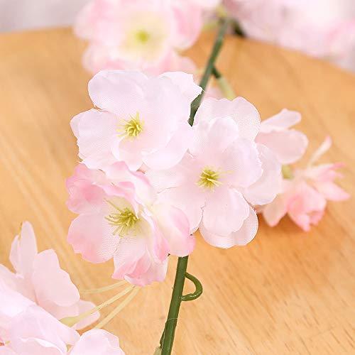 Lmeison Artificial Cherry Blossom, Fake Cherry Blossom Flowers Pink Hanging Vine Silk Garland Wreath for Wedding Arch Decor Wedding Party Decor, 3 Pack