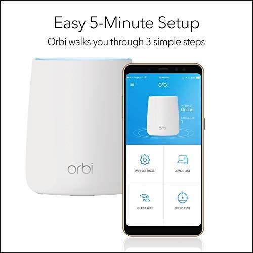 NETGEAR Orbi Tri-Band Whole Home Mesh WiFi System, with Wall Plugs for Placement Anywhere (RBK33) – Router Replacement Covers up to 5,000 sq. ft. 3-Pack Includes 1 Router & 2 Wall Plug Satellites