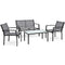 Best Choice Products 4-Piece Patio Metal Conversation Furniture Set w/Loveseat, 2 Chairs, and Glass Coffee Table- Gray