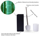 COSTOM Toilet Brush Compact Bamboo Toilet Bowl Brush and Holder with Stainless Steel Handle for Bathroom Toilet - Space Saving, Deep Cleaning, Covered Brush