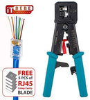 ITBEBE RJ45 Crimping Tool Made of Hardened Steel with Wire Cutter Stripping Blades and Textured Grips (RJ45 CRIMPER TURQUOISE-B)