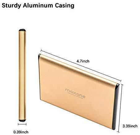 500GB External Hard Drive Portable - Maxone 2.5'' Ultra Slim HDD Storage USB 3.0 for PC, Mac, Laptop, PS4, Xbox one - Gold