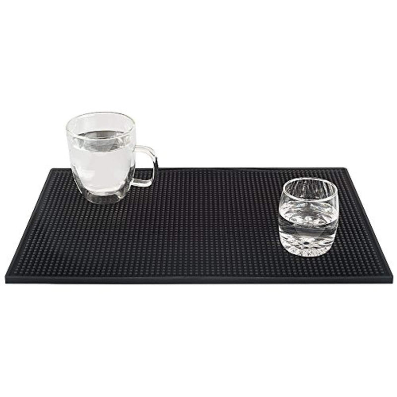 Tebery Black Mat 18" x 12" Rubber Bar Service Spill Mat ( 2 pack )